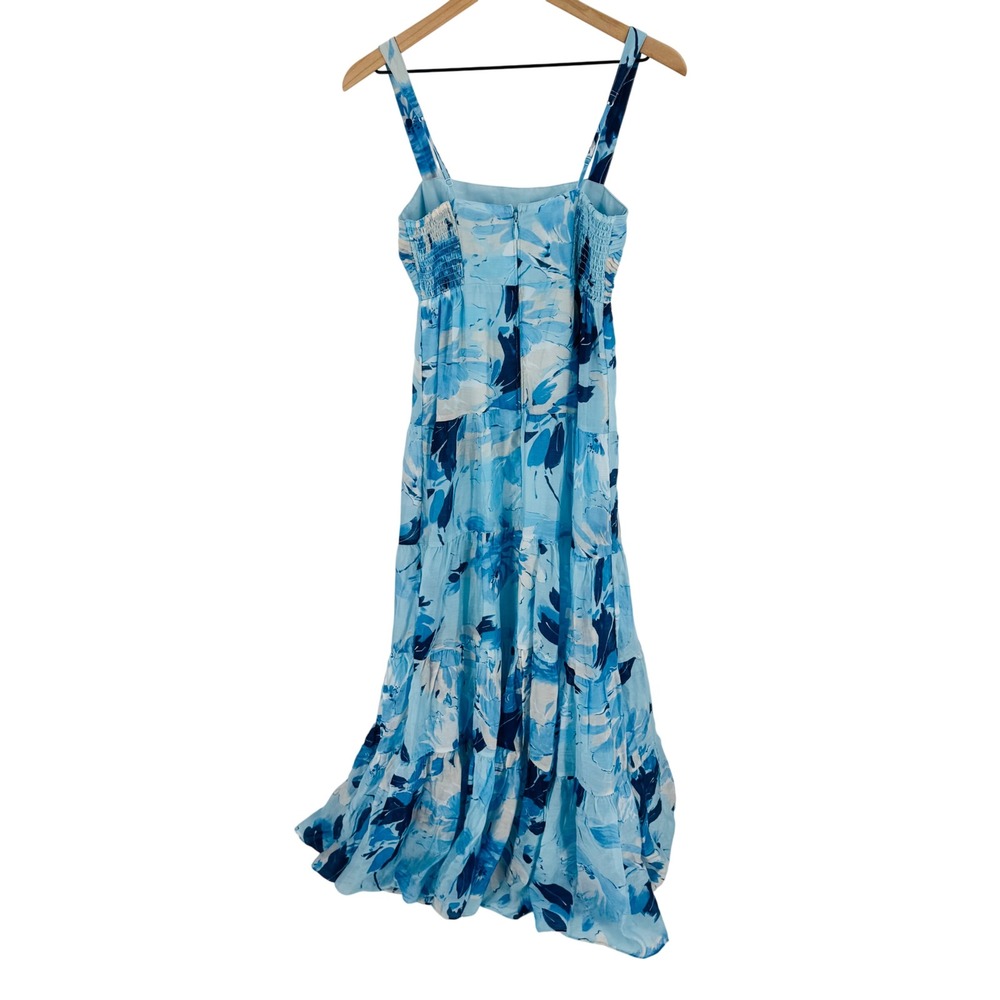 Abercrombie & Fitch Maxi Dress Blue Floral Empire Waist Pleated Tiered Size XS - Picture 3 of 9